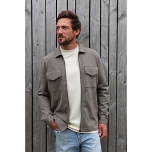 Kultivate - Casual Shirt - Bruin - Luxury Zip - Lange Mouwen