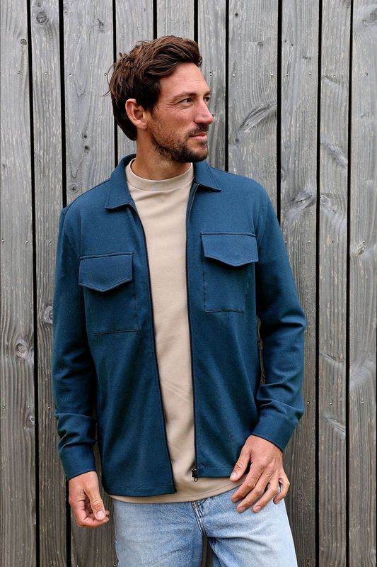 Kultivate - Overshirt - Petrol - Regular Fit - Lange Mouwen
