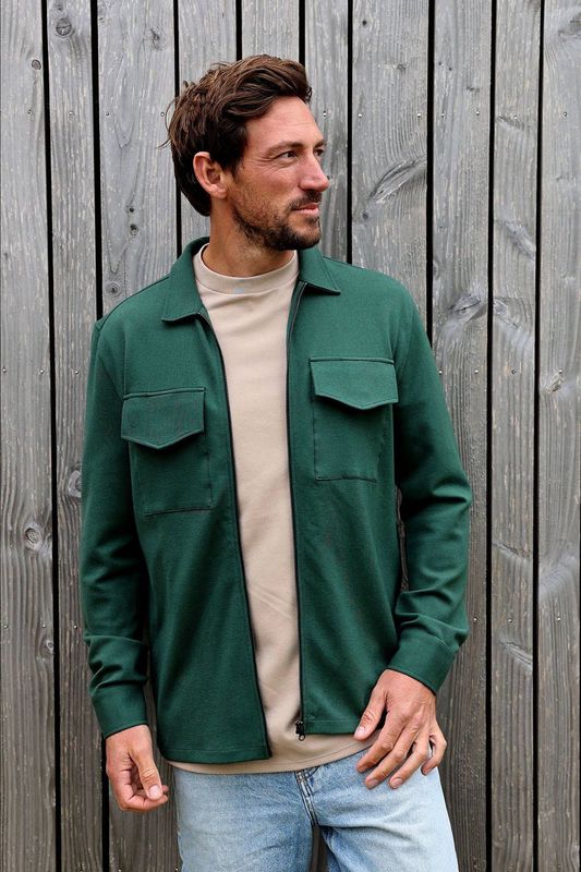 Kultivate - Overshirt - Groen - Regular Fit - Lange Mouwen