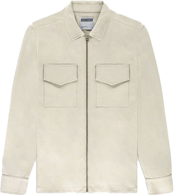 Kultivate - Casual Shirt - Ecru - Luxury Zip - Lange Mouwen