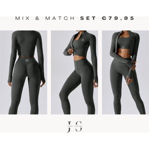 June Spring 3-delige Sport Set - Maat: XL - Kleur: Grijs - Sportlegging, Sport BH & Vest - Hoge Kwaliteit - Butt Lift / Butt Scrunch Legging - Luxe Sportkleding - Fitness Outfit - Gym Outfit - Sport Legging - Sport Beha met Ondersteuning - Rits Vest