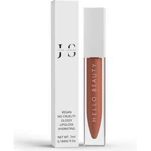 Lipgloss - Merk: June Spring - Naam: Hello Beauty - Kleur: Bruin/Nude - Vegan & Bio Lipgloss - Hydraterend & Super Glossy - Hoge Kwaliteit - Lipgloss - Lippenstift - Nude - Lip Gloss - Lip Olie - Volume Lipgloss - Langhoudende Lipgloss met Pigment