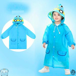 Regenjas / Poncho Schattige Blauwe Bus voor kinderen 2-6 jaar (maat 120) -BoefieBoef -Polyester - regenponcho – regenpak – jas – regen – knutseljas – verkleedkleding – auto – blauw – Kerst Cadeau - kind - peuter - kleuter - carnaval