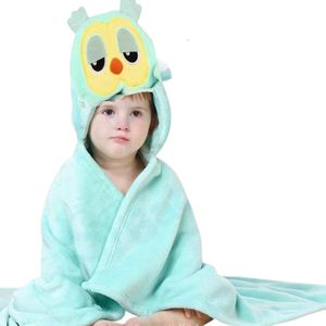 BoefieBoef Uil Mint 2-in-1 Fleece Badcape & Wikkeldeken voor Baby's/Peuters met Dierencapuchon: Warm, Zacht & Comfortabel - Ideaal als Kerst- Verjaardags of Kraamcadeau – Groen