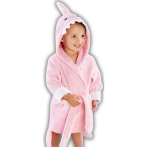 BoefieBoef Roze Haai Kinder Badjas L Kleuter 4-6 Jaar (100-120 cm) – Zachte Katoen Ochtendjas met Dieren Capuchon – Absorberende Handdoek Badstof voor Jongens & Meisjes – Perfect Cadeau voor Sinterklaas, Kerst, Verjaardag – Ideaal na Bad & Zwemmen -