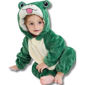 Kikker Baby Dieren romper Verkleedpak – Peuter CarnavalKostuum – Onesie Kinderen 6 maanden tot 2 jaar – Flanel – Voor Kerstmis, Sinterklaas Cadeau – Jongen & Meisjes - Jumpsuit – Pyjama of Boxpak – Kruippak – Perfect kraamCadeau – Bruin