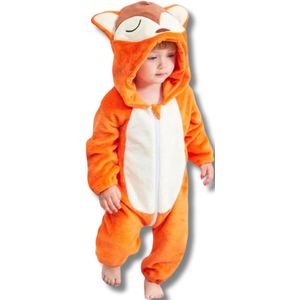 Vos Baby Dieren romper Verkleedpak – Peuter CarnavalKostuum – Onesie Kinderen 6 maanden tot 2 jaar – Flanel – Voor Kerstmis, Sinterklaas Cadeau – Jongen & Meisjes - Jumpsuit – Pyjama of Boxpak – Kruippak – Perfect kraamCadeau – Oranje