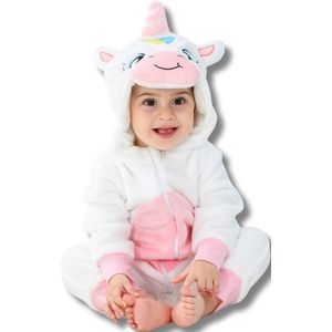 Eenhoorn Wit Baby Dieren romper Verkleedpak – Peuter CarnavalKostuum – Onesie Kinderen 6 maanden tot 2 jaar – Flanel – Voor Kerstmis, Sinterklaas Cadeau – Jongen & Meisjes - Jumpsuit – Pyjama of Boxpak – Kruippak – Perfect kraamCadeau – Unicorn