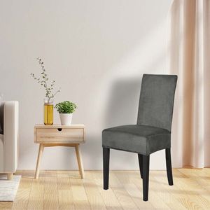 BankhoesDiscounter Velvet Stoelhoes – Eetkamer Stoelhoezen – Zetelhoes - Hoezen voor Eetkamerstoelen – Stoelbeschermers - Stoelhoezen Stretch - Grijs