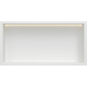 Mat wit RVS Inbouwnis 30x60x7cm met LED verlichting