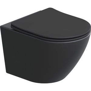 Hangend toilet Pietro tornado flush inclusief softclose zitting mat zwart 49x37x37cm