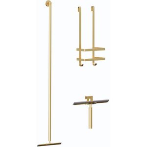 Douche accessoiresset inclusief vloerwisser - douchewisser en doucherek mat goud