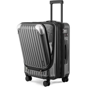 Lichtgewicht Koffer Hard Shell ABS+ PC Bagage met 4 Spinner Wielen en TSA Slot, 20 Inch Handbagage Cabine Koffer Hardcase Koffer en Trolley, 55CM, 42L, Grijs