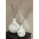 Idea4Seasons Bloemenvaas Dazzle - Marmer-look - Wit/Goud - Keramiek - D12 cm x H18 cm - vaas