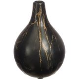 Idea4seasons Bloemenvaas Dazzle - marmer look - Zwart/goud - Keramiek - D12 cm x H18 cm - vaas