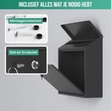 Avalo - Wandbrievenbus - Zwart - RVS - Incl. Montagemateriaal & 2 Sleutels