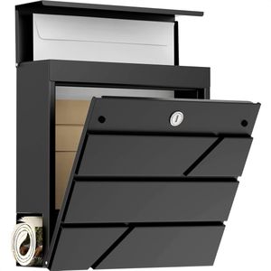 Avalo - Brievenbus - RVS - Zwart - Met Krantenvak en Slot