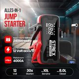 STREX SP313 Jumpstarter - Compressor - 4000A - 24000mAh - Inclusief Opbergtas