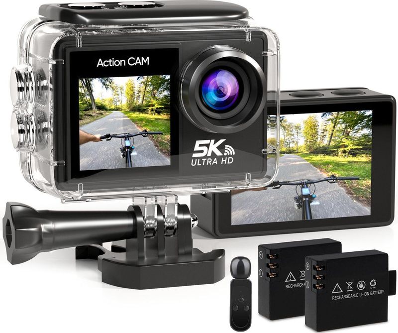 Strex - Action Camera - 5K 50MP - 60FPS - 30M Waterdicht - WiFi - Touchscreen
