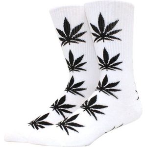 CHPN - Wiet sokken - Weed socks - Cadeau - Sokken - Wit/Zwart - Unisex - One size - 36-46