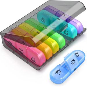 CHPN - Pillendoos 7 dagen - Medicijndoos - 3 vakken - Pillendoosje - Opbergbakje - 7 dagen - Medicijnen sorteren - Multicolor - 3-vaks per dag