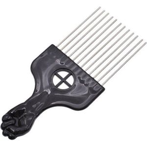 CHPN - Afrokam - Kam voor afrohaar - Metaal - Kam voor gekruld haar - Zwarte kam - Black hair - Afro kapsel