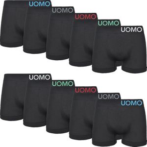 Uomo 10-Pack Heren Boxershorts - Naadloos - Uni Black - Zwart