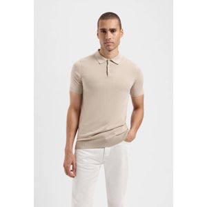 Saint Steve, Tops, Heren, Beige, L, Katoen, Beige Chris Polo voor Heren
