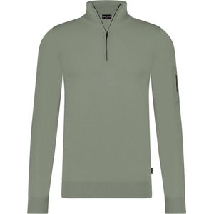 Saint Steve Trui Groen - Effen - Opstaande Kraag met Rits