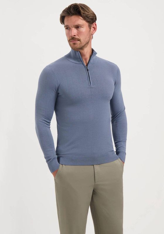 Saint Steve - CAS - Half Zip Trui - Blauw - Katoen