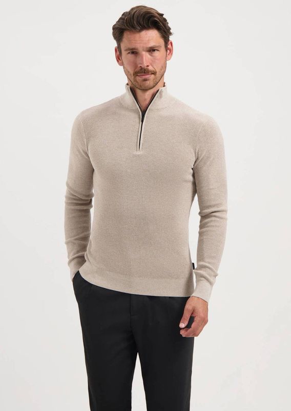 Saint Steve T-shirt blauw (Maat: M) - Effen - Halslijn: Opstaande kraag met rits,