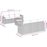 vidaXL - 7-delige - Loungeset - met - kussens - poly - rattan - grijs