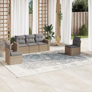 5-tlg. Garten-Sofagarnitur mit Kissen Beige Poly Rattan Vidaxl