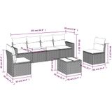 vidaXL - 7-delige - Loungeset - met - kussens - poly - rattan - grijs