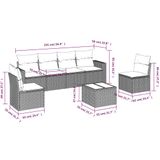 vidaXL 7-delige Loungeset met kussens poly rattan bruin