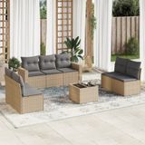 8-tlg. Garten-Sofagarnitur mit Kissen Beige Poly Rattan vidaXL