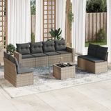 vidaXL - 9-delige - Loungeset - met - kussens - poly - rattan - grijs