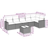 vidaXL 7-delige Loungeset met kussens poly rattan lichtgrijs