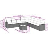 vidaXL - 10-delige - Loungeset - met - kussens - poly - rattan - beige