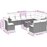 Vidaxl - 11-tlg. Garten-Sofagarnitur mit Kissen Schwarz Poly Rattan