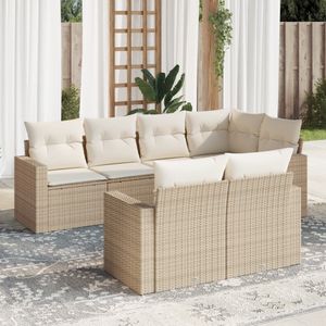 Vidaxl - 7-tlg. Garten-Sofagarnitur mit Kissen Beige Poly Rattan