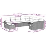 vidaXL - 10-delige - Loungeset - met - kussens - poly - rattan - zwart