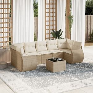 Vidaxl - 8-tlg. Garten-Sofagarnitur mit Kissen Beige Poly Rattan