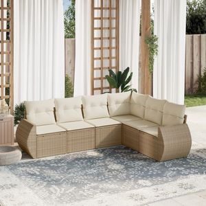 Vidaxl - 6-tlg. Garten-Sofagarnitur mit Kissen Beige Poly Rattan