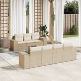 Vidaxl - 8-tlg. Garten-Sofagarnitur mit Kissen Beige Poly Rattan
