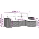 vidaXL - 4-delige - Loungeset - met - kussens - poly - rattan - zwart