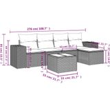 vidaXL 6-delige Loungeset met kussens poly rattan beige
