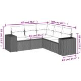 vidaXL - 5-delige - Loungeset - met - kussens - poly - rattan - zwart