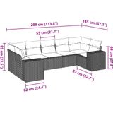vidaXL 7-delige Loungeset met kussens poly rattan grijs