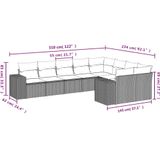 vidaXL - 9-delige - Loungeset - met - kussens - poly - rattan - zwart